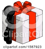 Poster, Art Print Of Black Clergy Man Leaning On Gift With Red Bow Angle View