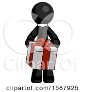 Poster, Art Print Of Black Clergy Man Gifting Present With Large Bow Front View