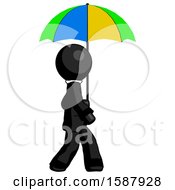 Poster, Art Print Of Black Clergy Man Walking With Colored Umbrella