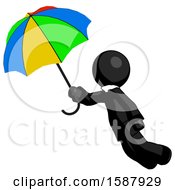 Black Clergy Man Flying With Rainbow Colored Umbrella