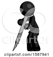 Black Clergy Man Cutting With Large Scalpel