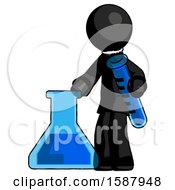Poster, Art Print Of Black Clergy Man Holding Test Tube Beside Beaker Or Flask