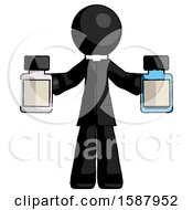 Black Clergy Man Holding Two Medicine Bottles