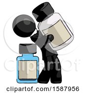 Poster, Art Print Of Black Clergy Man Holding Large White Medicine Bottle With Bottle In Background
