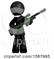 Poster, Art Print Of Black Clergy Man Holding Sniper Rifle Gun