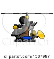 Poster, Art Print Of Black Clergy Man Flying In Gyrocopter Front Side Angle View
