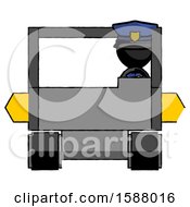 Poster, Art Print Of Black Police Man Driving Amphibious Tracked Vehicle Front View