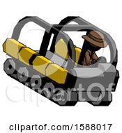 Poster, Art Print Of Black Detective Man Driving Amphibious Tracked Vehicle Top Angle View