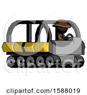 Poster, Art Print Of Black Detective Man Driving Amphibious Tracked Vehicle Side Angle View