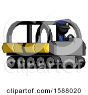 Poster, Art Print Of Black Police Man Driving Amphibious Tracked Vehicle Side Angle View