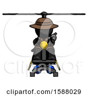 Black Detective Man Flying In Gyrocopter Front View