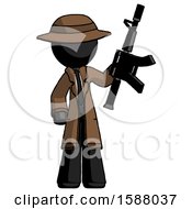 Poster, Art Print Of Black Detective Man Holding Automatic Gun