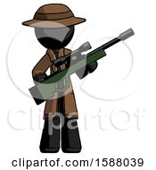 Poster, Art Print Of Black Detective Man Holding Sniper Rifle Gun
