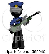 Poster, Art Print Of Black Police Man Holding Sniper Rifle Gun