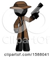 Poster, Art Print Of Black Detective Man Holding Handgun