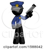 Poster, Art Print Of Black Police Man Holding Handgun