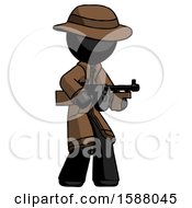 Poster, Art Print Of Black Detective Man Tommy Gun Gangster Shooting Pose