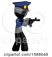 Poster, Art Print Of Black Police Man Shooting Automatic Assault Weapon