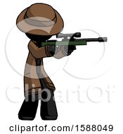 Poster, Art Print Of Black Detective Man Shooting Sniper Rifle