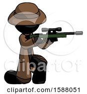 Poster, Art Print Of Black Detective Man Kneeling Shooting Sniper Rifle