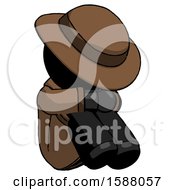 Poster, Art Print Of Black Detective Man Sitting With Head Down Facing Angle Right