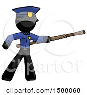 Poster, Art Print Of Black Police Man Bo Staff Pointing Right Kung Fu Pose