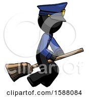 Poster, Art Print Of Black Police Man Flying On Broom