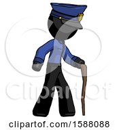 Black Police Man Walking With Hiking Stick