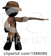 Poster, Art Print Of Black Detective Man Pointing With Hiking Stick