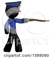 Black Police Man Pointing With Hiking Stick