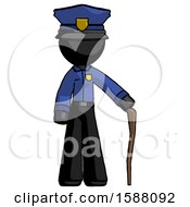 Poster, Art Print Of Black Police Man Standing With Hiking Stick
