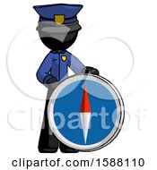 Poster, Art Print Of Black Police Man Standing Beside Large Compass