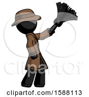 Poster, Art Print Of Black Detective Man Dusting With Feather Duster Upwards
