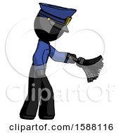 Poster, Art Print Of Black Police Man Dusting With Feather Duster Downwards