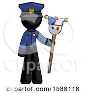 Black Police Man Holding Jester Staff