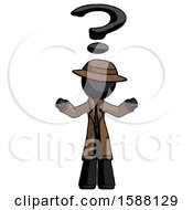 Black Detective Man With Question Mark Above Head Confused