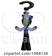 Poster, Art Print Of Black Police Man With Question Mark Above Head Confused