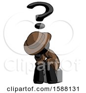 Poster, Art Print Of Black Detective Man Thinker Question Mark Concept