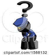 Black Police Man Thinker Question Mark Concept
