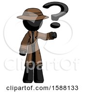 Black Detective Man Holding Question Mark To Right