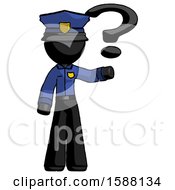 Poster, Art Print Of Black Police Man Holding Question Mark To Right