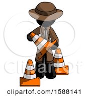 Poster, Art Print Of Black Detective Man Holding A Traffic Cone