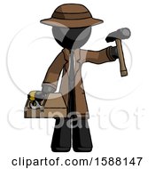 Poster, Art Print Of Black Detective Man Holding Tools And Toolchest Ready To Work