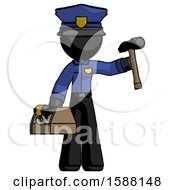 Poster, Art Print Of Black Police Man Holding Tools And Toolchest Ready To Work