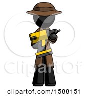 Poster, Art Print Of Black Detective Man Holding Large Drill