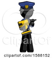 Poster, Art Print Of Black Police Man Holding Large Drill