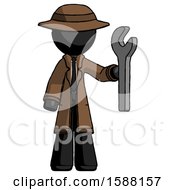 Poster, Art Print Of Black Detective Man Holding Wrench Ready To Repair Or Work