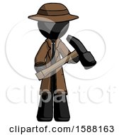 Poster, Art Print Of Black Detective Man Holding Hammer Ready To Work
