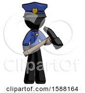 Poster, Art Print Of Black Police Man Holding Hammer Ready To Work