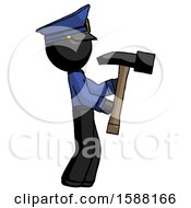 Poster, Art Print Of Black Police Man Hammering Something On The Right